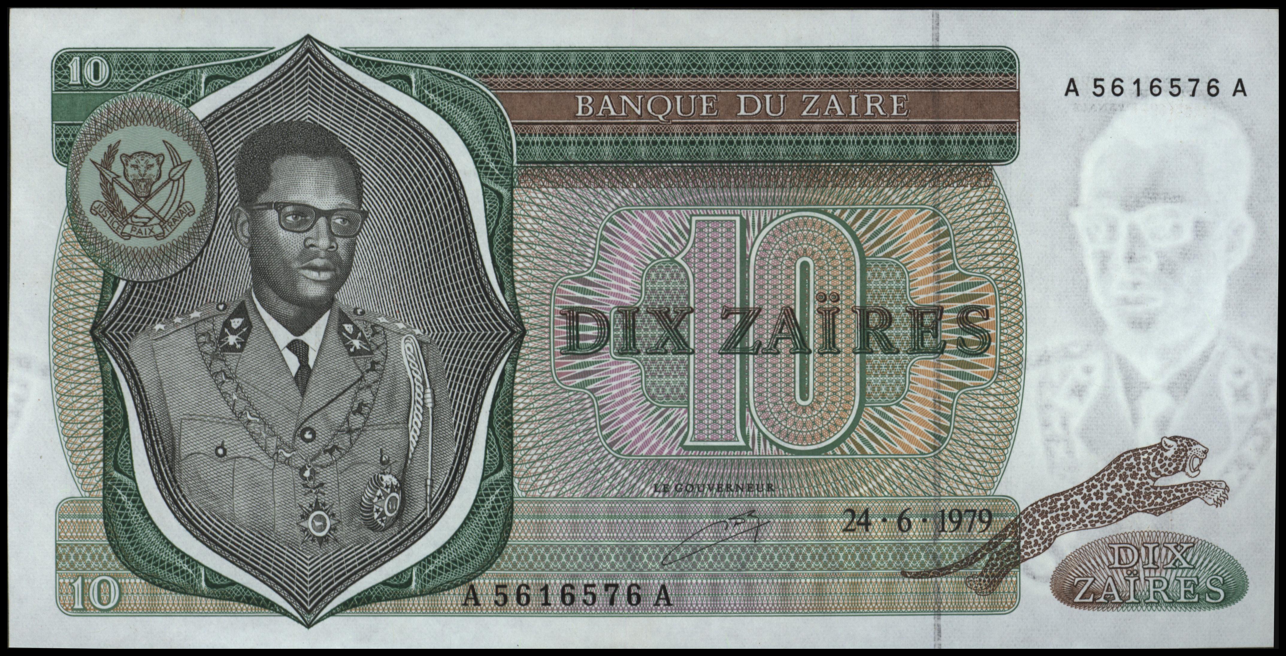 Zaïre (Congo Kinshasa)  P24.a 10 Zaïres 1979