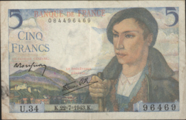 Frankrijk  P98.a 5 Francs 1943