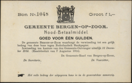 Netherlands, Bergen op Zoom, WW-I PL200/V4.1 1 Gulden 1914
