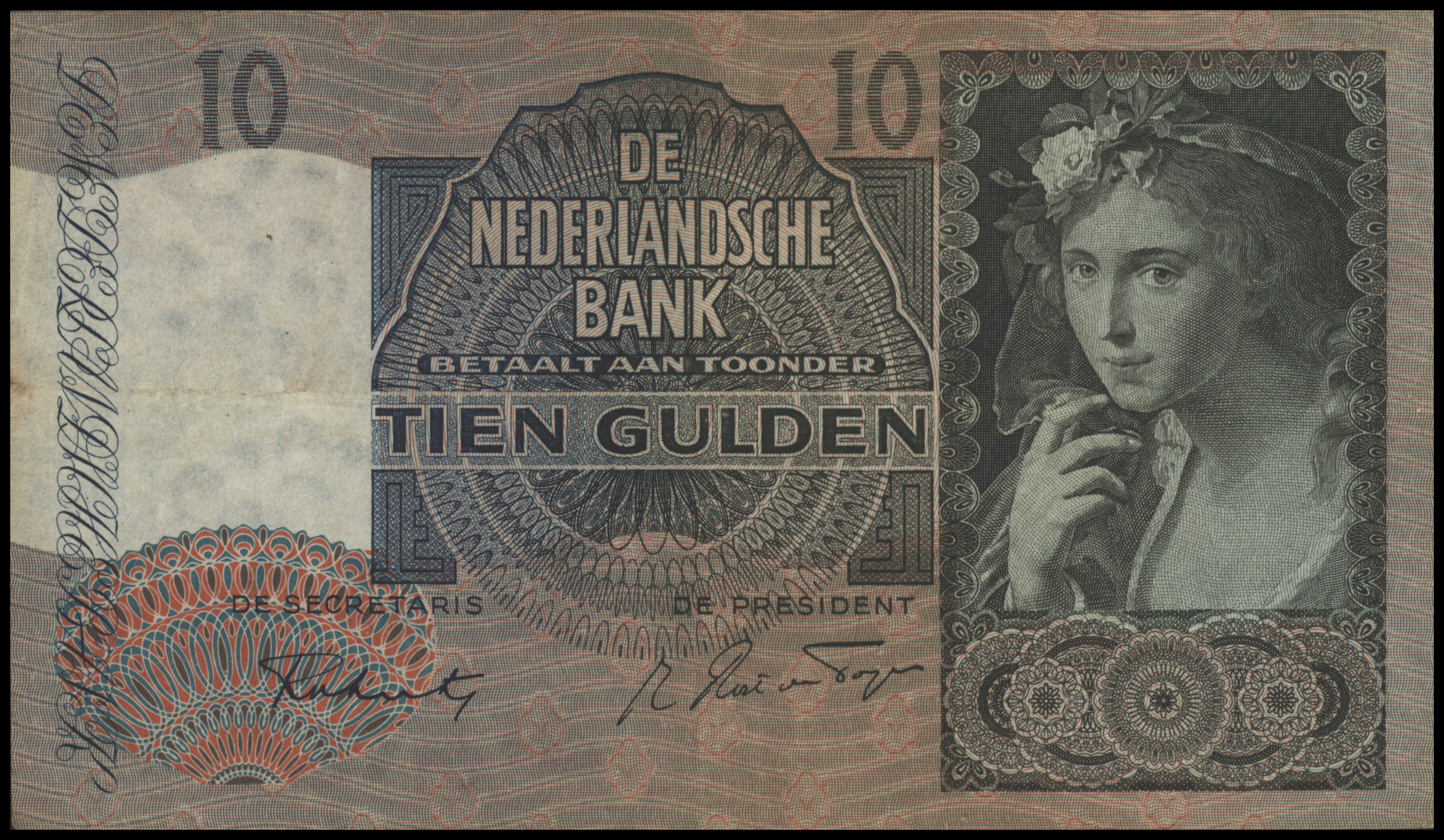 Netherlands  PL38.b 10 Gulden 1942