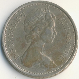 Engeland 5 New Pence 1971 KM#911