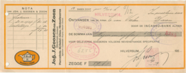 Netherlands, Hilversum, Joh. J.Goosen en Zoon, Invoice, 1929