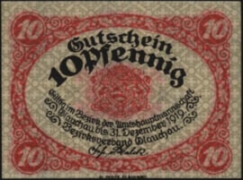 Germany - Emergency issues - Glauchau  Grab.: G18 10 Pfennig 1919