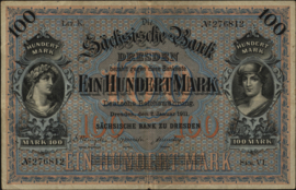 Duitsland - Weimar - Sachsen / Dresden P.S925b 100 Mark 1911