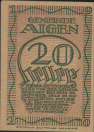 Austria - Emergency issues - Aigen  KK.:13.b 20 Heller 1920