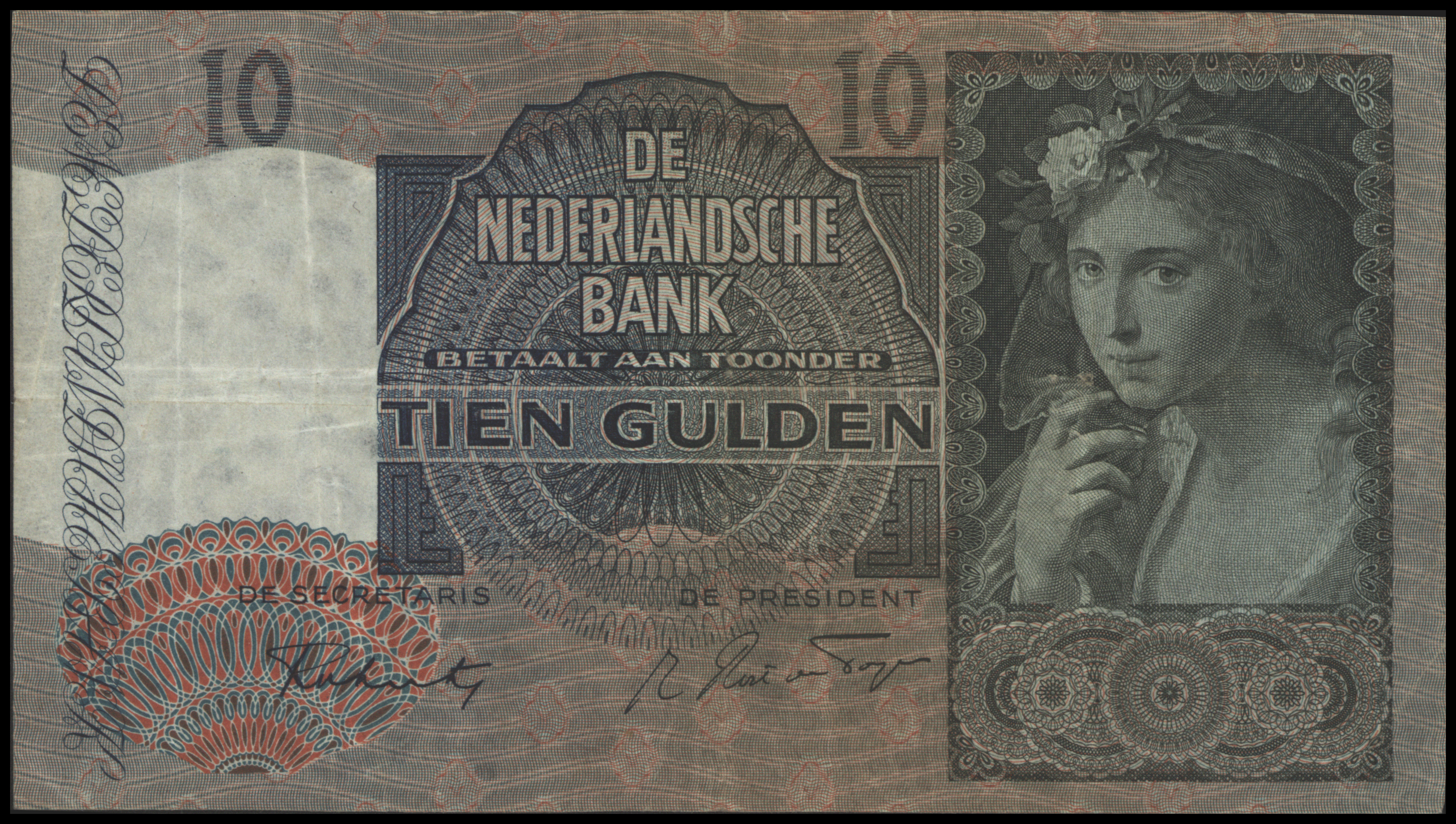 Netherlands  PL38.b 10 Gulden 1942