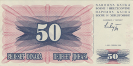 Bosnië-Herzegovina  P12.a 50 Dinara 1992