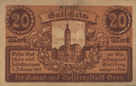 Duitsland - Noodgeld -  Gera 172.04.a 20 Mark 1919