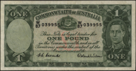 Australia  P26/B132 1 Pound 1938-'52