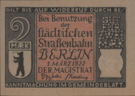 Duitsland - Noodgeld - Berlijn  Grab/Mehl.:92.3 2 Mark 1922