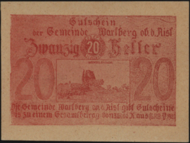 Oostenrijk - Noodgeld - Wartberg ob der Aist KK. 1142 20 Heller 1920