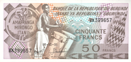 Burundi  P28 50 Francs 1977-'93