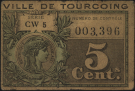France - Emergency - Tourcoing JPV-59.3235 5 Centimes 1914 (No date)