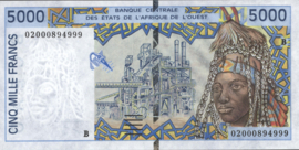 West African States - Benin P113B.l 5,000 Francs 2002