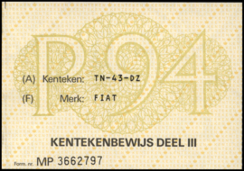 Kentekenbewijzen .FIAT Deel III 1994