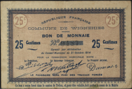 Frankrijk - Noodgeld - Wignehies JPV-59.2789 25 Centimes 1914