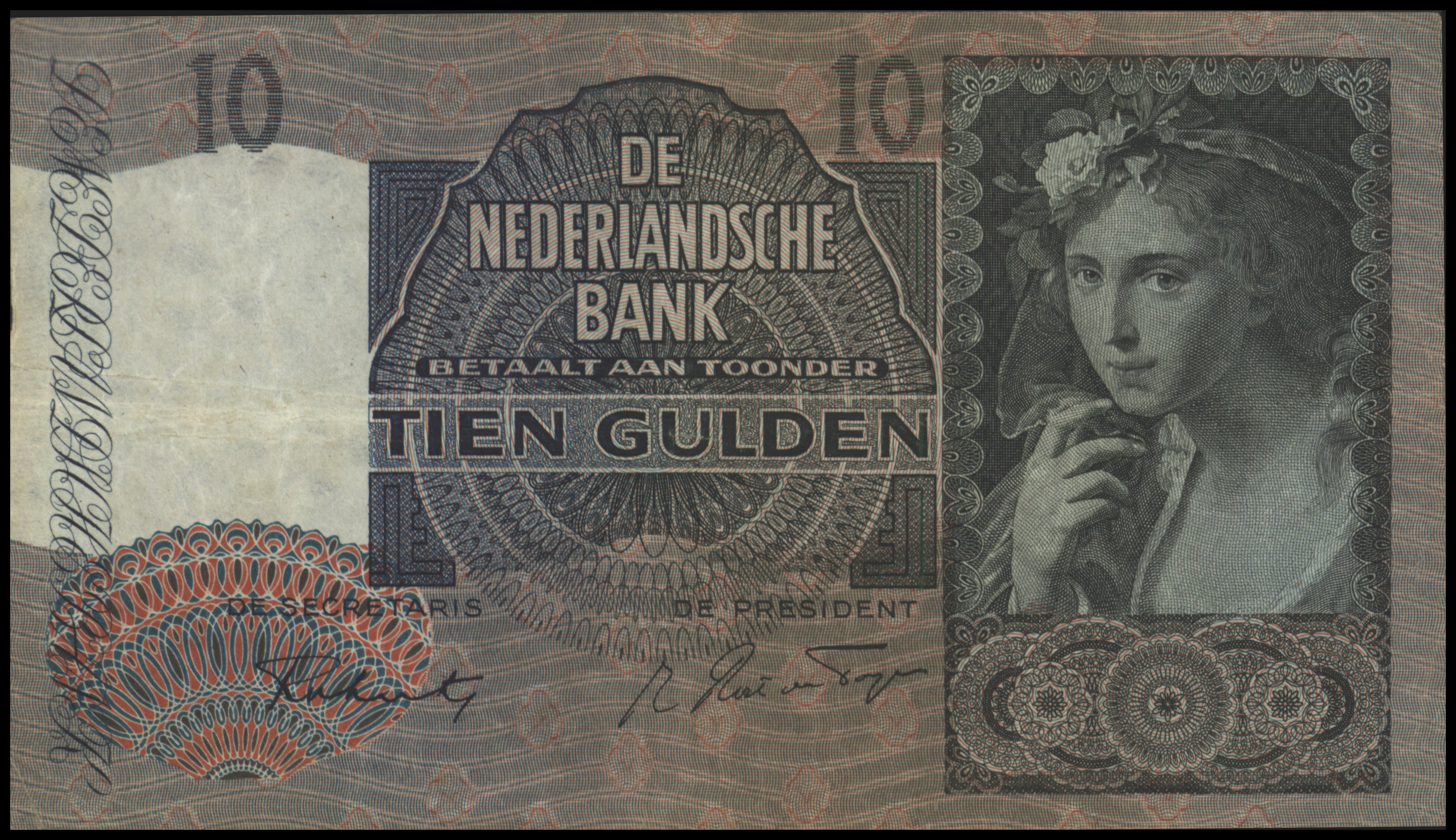 Netherlands  PL38.b 10 Gulden 1942
