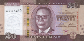 Liberia  P39 20 Dollars 2022