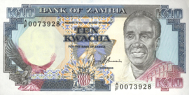 Zambia  P31 10 Kwacha 1989 (No date)