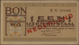 Distributie: Rijksbureau voor Ijzer en Staal, WO-II 1 KG.1941 1 Kilogram Ijzer en staal 1941