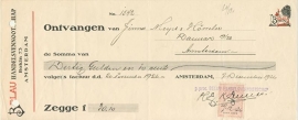 Netherlands, Amsterdam, Quittance, Belau, 1926
