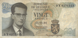 Belgium P138.a2 20 Francs 1964