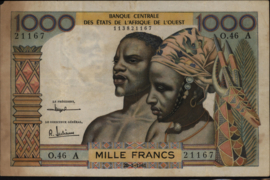 Ivory coast P103A 1.000 Francs 1961