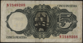 Spanje P140 5 Pesetas 1951