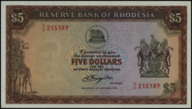 Rhodesië  P32.c 5 Dollars 1978 PMG66 EPQ