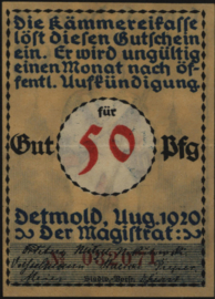 Duitsland - Noodgeld -  Detmold Grab. 268.1 50 Pfennig 1920
