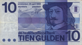 Netherlands PL47.a2 10 Gulden 1968. Bulls-eye.