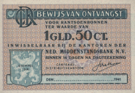 CDK Bewijs van ontvangst 1 Gulden 50 Cent 1941
