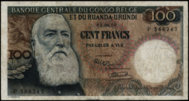 Belgisch Congo P33.b 100 Francs 1956