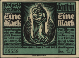 Duitsland - Noodgeld - Genthin Grab.: 419 1 Mark 1921
