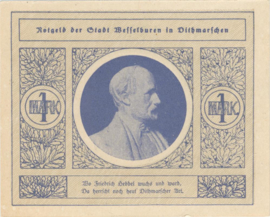 Duitsland - Noodgeld - Wesselburen in Dithmarschen Grab/Mehl.:1411 1 Mark 1920
