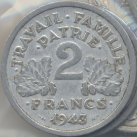 France #KM904.1 2 Francs 1943 VICHY