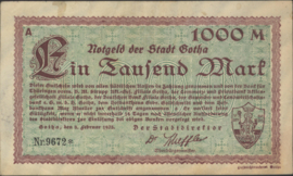 Duitsland - Noodgeld - Gotha Müller:1825 1.000 Mark 1923