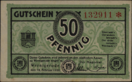 Duitsland - Noodgeld - Wernigerode Grab: W30 50 Pfennig 1920