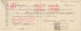 Netherlands, Amsterdam, Quittance, Twentse Bankvereniging B.W. Blijdenstein & Co., 1909