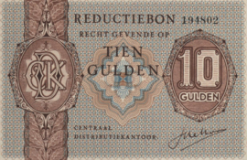 CDK Reductiebon PL1115.3.a 10 Gulden ± 1940-1945