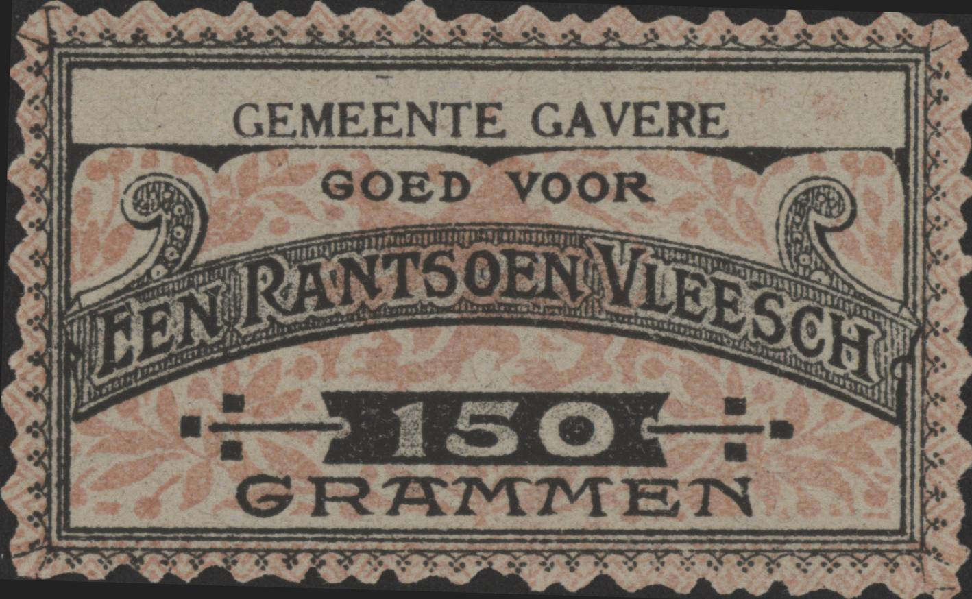 België - Noodgeld - Gavere   NL0.Roze op wit 150 Grammen 1914-1918 (No date)