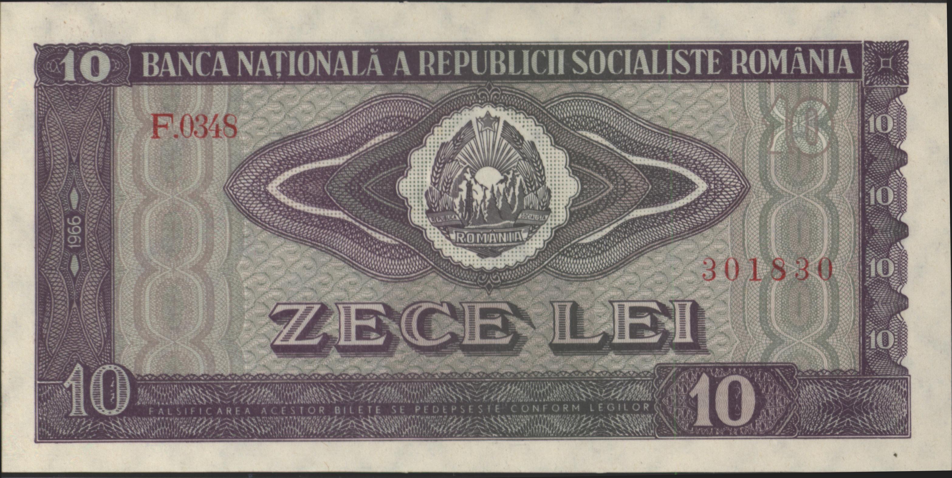 Romania  P94 10 Lei 1966