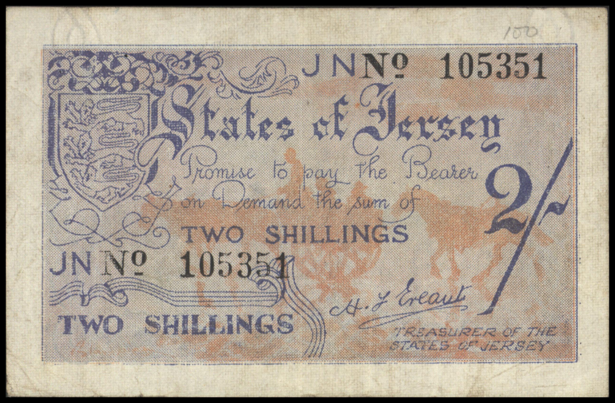 Jersey   P3.a 2 Shillings 1942 (No date)