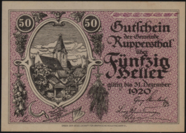 Oostenrijk - Noodgeld - Ruppersthal KK.854 50 Heller 1920