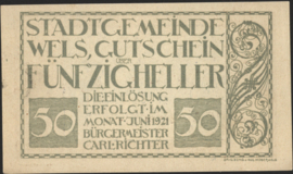 Austria - Emergency issues - Wels KK. 1167.III 50 Heller 1920 (No date)