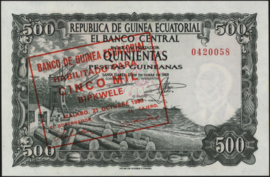 Equatorial Guinea  P19/B306 5.000 Bipkwele on 500 Pesetas guineanas 1980