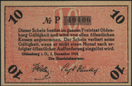 Duitsland - Noodgeld -  Oldenburg Grab. O19.5.a 10 Pfennig 1918