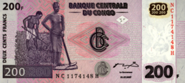 Congo Democratic Republic (Kinshasa) P99.b 200 Francs 2007-13