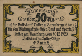 Duitsland - Noodgeld - Lutter am Barenberge Grab.: 847 50 Pfennig 1920