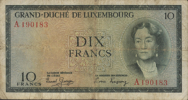 Luxemburg  P48.a 10 Francs 1954 (No date)